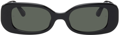 Shop Linda Farrow Black Rectangular Lola Sunglasses