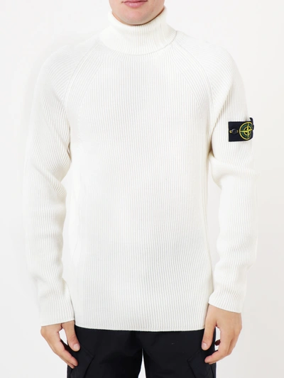 Stone Island Wool Turtleneck Sweater In White | ModeSens