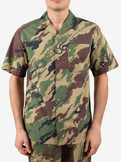 Shop Maharishi 8520 Camp Collar Shirt In Camouflage