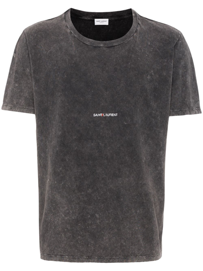 Shop Saint Laurent T-shirt Worn Look In Grey