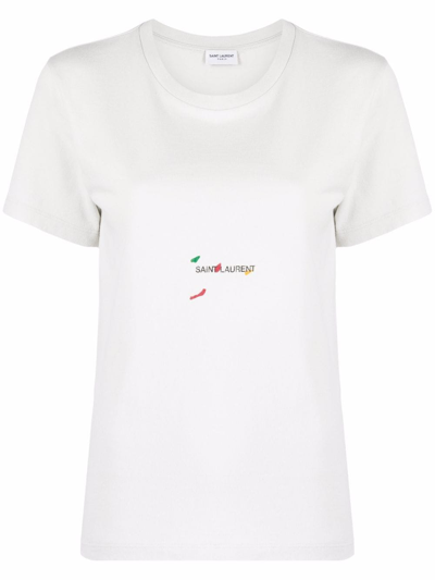 Shop Saint Laurent T-shirt  Rive Gauche In White