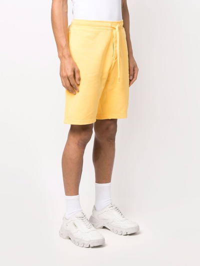 Shop Stone Island Fleece Shorts In Yellow