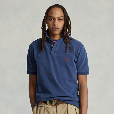 Shop Ralph Lauren Original Fit Mesh Polo Shirt In Newport Navy