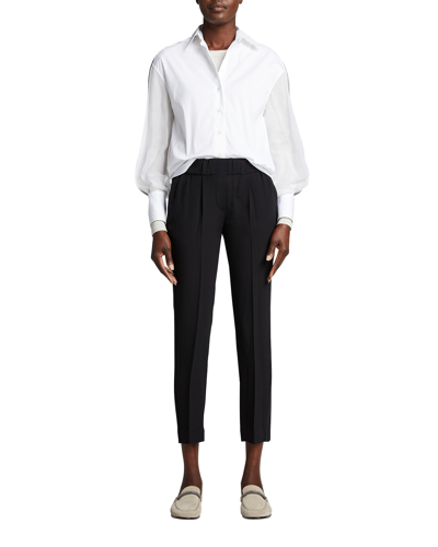 Shop Brunello Cucinelli Monili Side-stripe Cropped Silk Pants In C101 Black