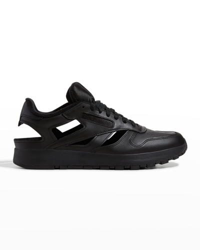 Shop Maison Margiela X Reebok Men's Classic Leather Tabi Low-top Sneakers In Black