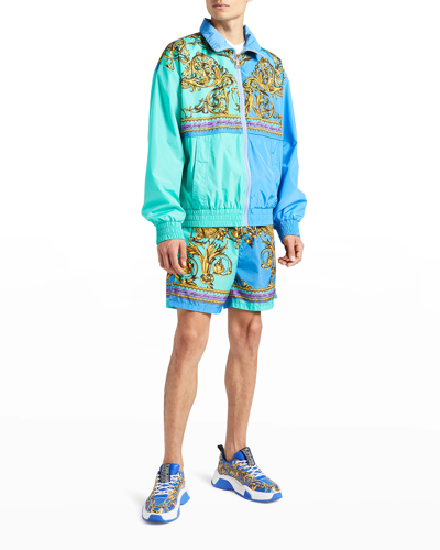 Shop Versace Jeans Couture Men's Paneled Garland Drawstring Shorts In 112948