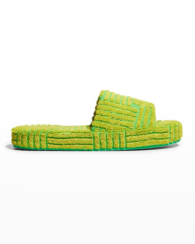 Shop Bottega Veneta Men's Resort Sponge Terry Slide Sandals In Multicolor