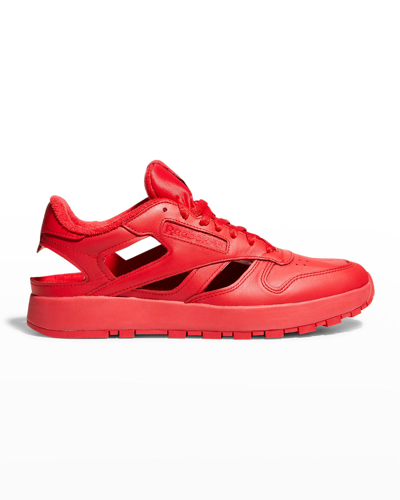 Shop Maison Margiela X Reebok Men's Classic Leather Tabi Low-top Sneakers In Bright/red