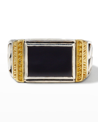 Shop Konstantino Men's Nebula Link Two-tone Sterling Silver & Onyx Ring