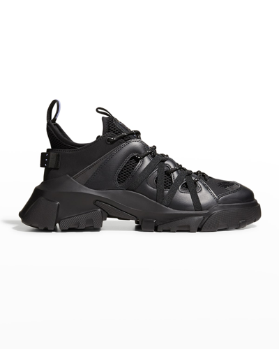 Shop Mcq By Alexander Mcqueen Men's Descender 2.0 Low-top Mesh Sneakers In Black