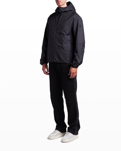 Shop Moncler Men's Ichiro Wind-resistant Hooded Jacket In Black