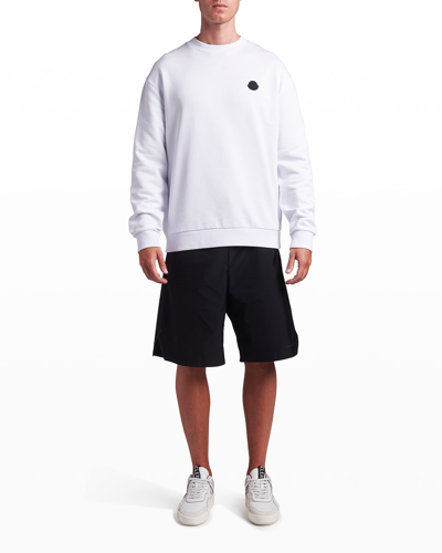 Shop Moncler Men's Contrast-logo Crew Sweatshirt In White