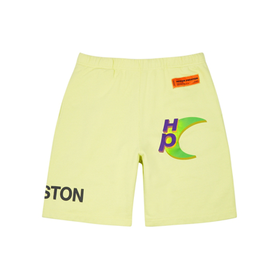 Shop Heron Preston Global Collage Yellow Printed Cotton Shorts