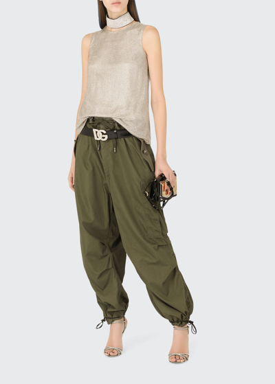 Shop Dolce & Gabbana Cargo Drawstring Pants In Med.green