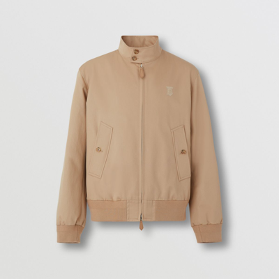 Shop Burberry Monogram Motif Cotton Harrington Jacket In Soft Fawn