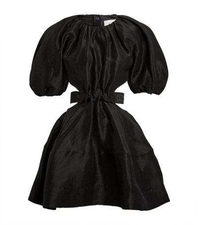 Shop Aje Linen-silk Cut-out Psychedelia Dress In Black