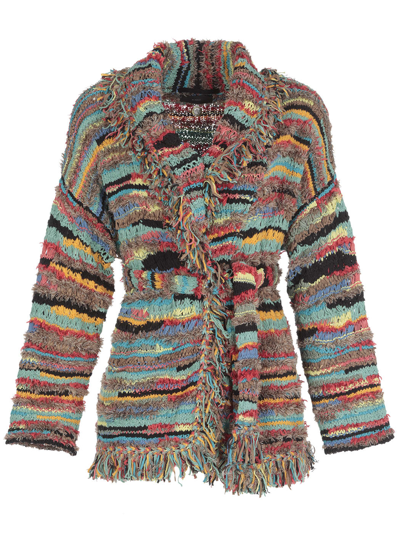 Shop Alanui Knitted Cardigan In Multicolor