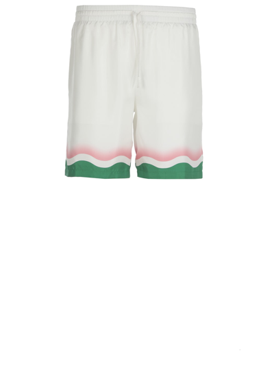 Shop Casablanca Le Jeu De Ping Pong Bermuda Shorts In White