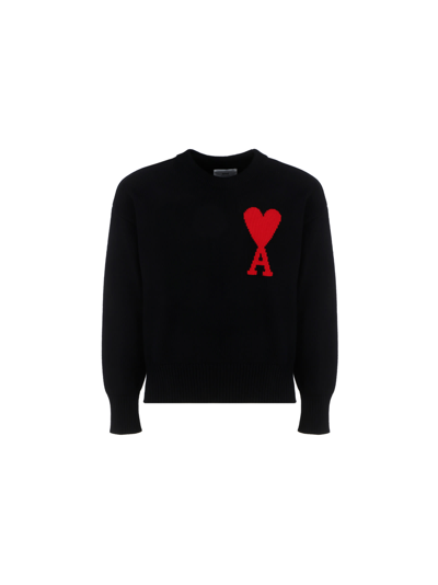 Shop Ami Alexandre Mattiussi Adc Knit In Black/red