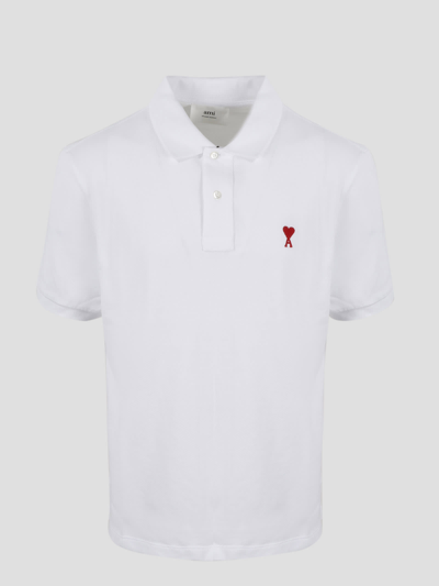 Shop Ami Alexandre Mattiussi Ami De Coeur Polo In White