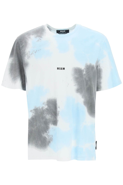 Shop Msgm Tye-dye T-shirt In Black Blue White (white)