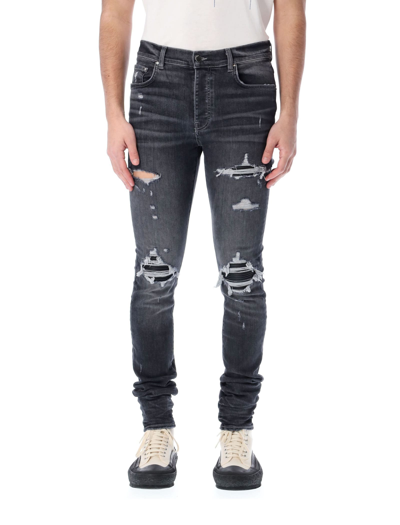 Shop Amiri Mx1 Leather Jeans In Black