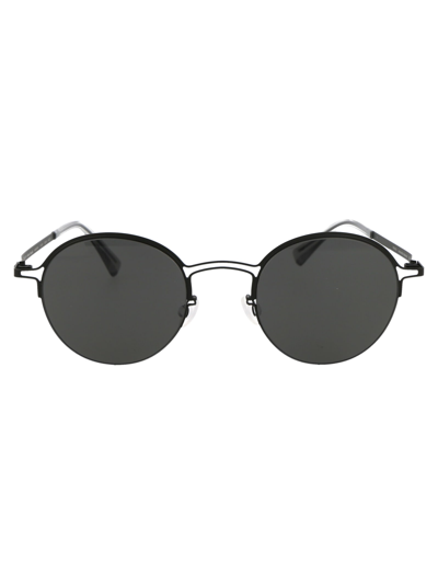 Shop Mykita Mmcraft014 Sunglasses In 002 Black | Darkgrey Solid