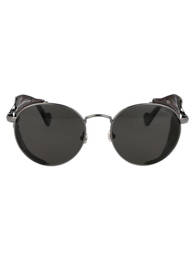 Shop Moncler Ml0182 Sunglasses In 08d Ruthenium
