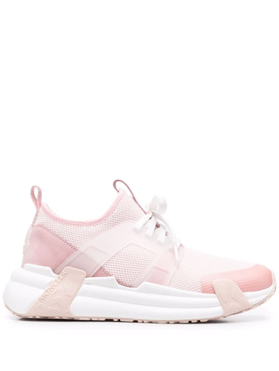 Shop Moncler Woman White And Pink Lunarove Sneakers In Bianco/rosa