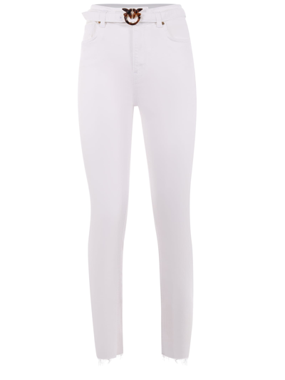 Pinko Susan 24 Logo-belt Jeans In Bianco | ModeSens