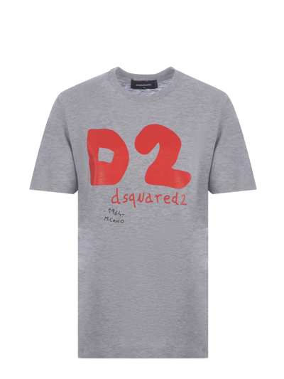 Shop Dsquared2 T-shirt  D2 In Cotone In Grigio
