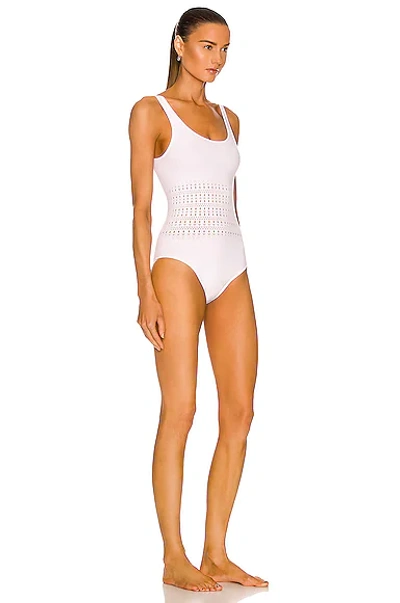 Shop Alaïa Corset Seamless One Piece Swimsuit In Blanc Optique