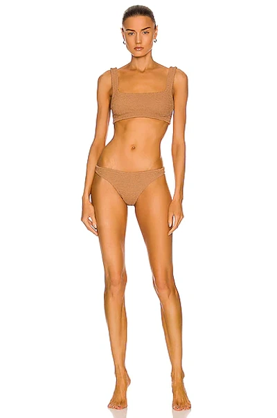 Hunza G Xandra Metallic Cocoa Two-piece Bikini In Metallic Cocoa