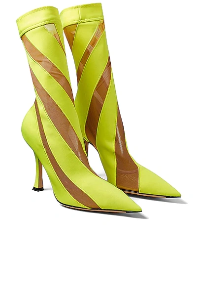 Shop Jimmy Choo X Mugler Spiral Sock Ankle Boot In Neon Yellow & Nude