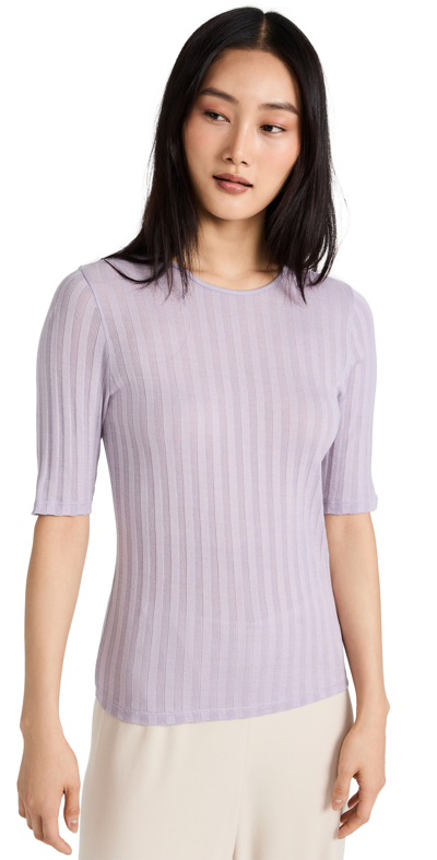 Shop Vince Ribbed Elbow Sleeve Crew Tee In Violetta