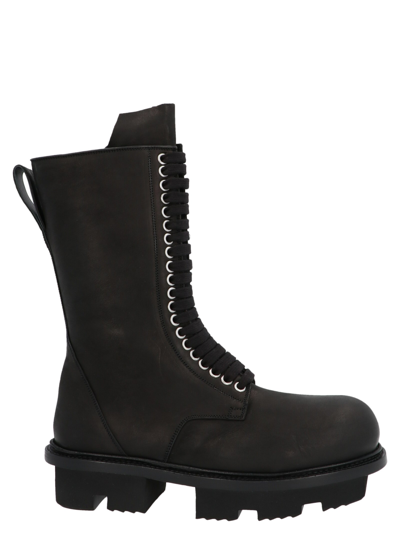 Shop Rick Owens 'army Bozo Megatooth' Combat Boots In Black