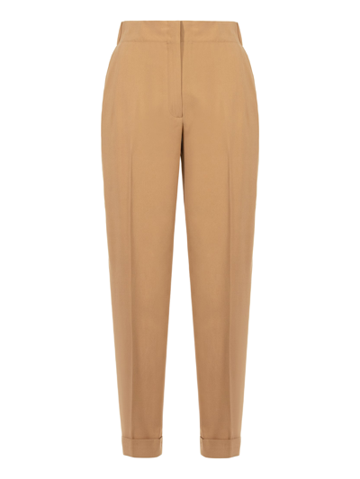 Shop Ferragamo Women's Trousers - Salvatore  - In Beige Silk