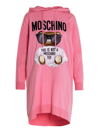 Shop Moschino 'teddy' Cotton Dress In Pink