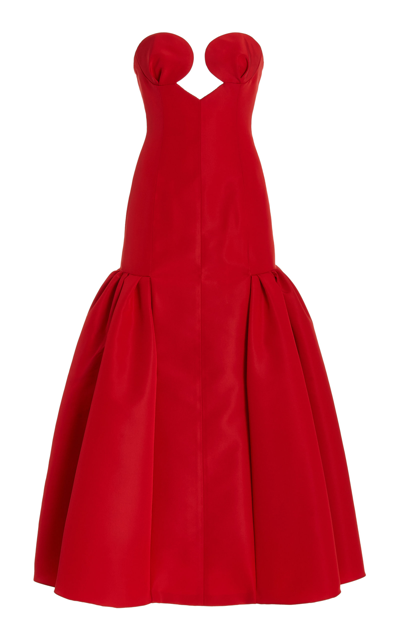 Shop Carolina Herrera Women's Strapless Bustier Silk Gown In Red