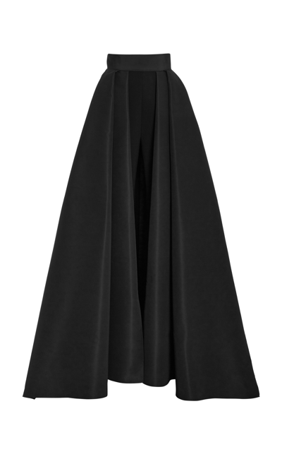 Shop Carolina Herrera Women's Overskirt-detailed High-waisted Silk Pants In Black