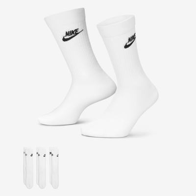 Shop Nike Unisex  Sportswear Everyday Essential Crew Socks (3 Pairs) In White