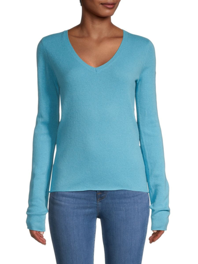 Shop Atm Anthony Thomas Melillo Women's Cashmere V-neck Sweater In Ocean Blue