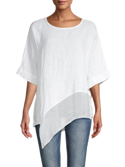 Shop Saks Fifth Avenue Women's Asymmetrical Linen-blend Top In White