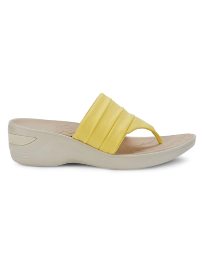 Shop Bzees Women's Dallas Pleated Wedge Sandals In Yellow