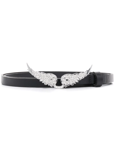 Shop Zadig & Voltaire Wings-buckle Belt In Schwarz