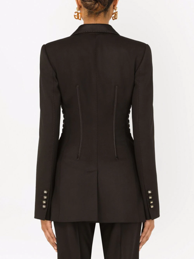 Dolce & Gabbana Lace-up Detail Single-breasted Blazer In Schwarz
