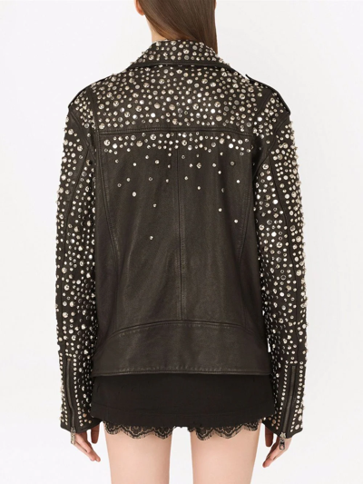 Shop Dolce & Gabbana Studded Leather Biker Jacket In Schwarz