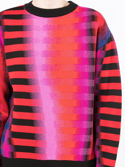 Shop Agr Faded-stripes Crew-neck Jumper In Rosa