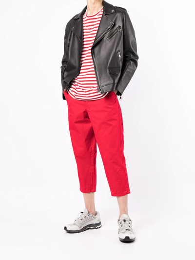 Shop Comme Des Garçons Shirt Mid-rise Cropped Trousers In Rot