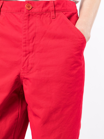 Shop Comme Des Garçons Shirt Mid-rise Cropped Trousers In Rot